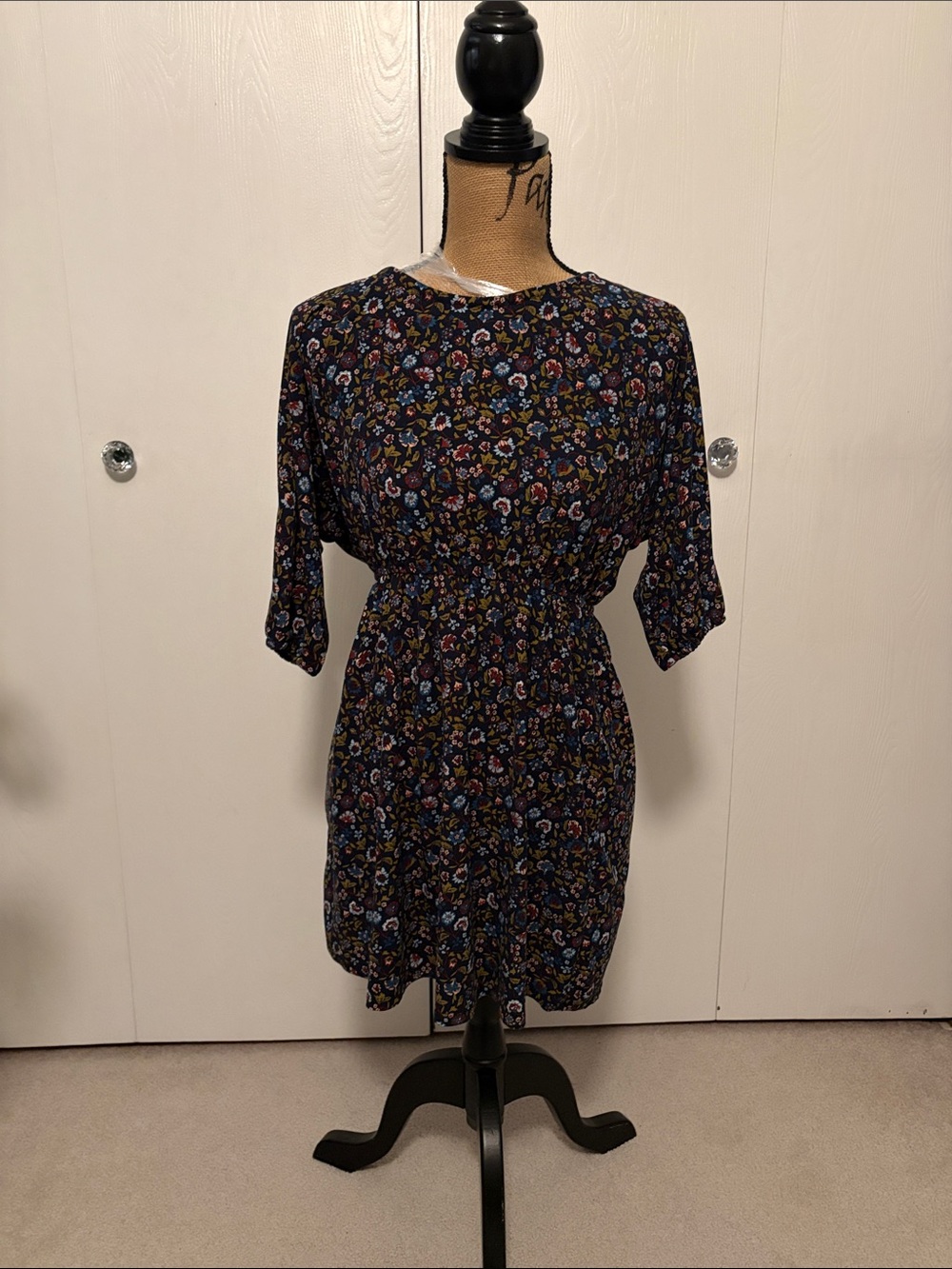 Ardene’s Women's Black Floral Elastic-Waist Dress
